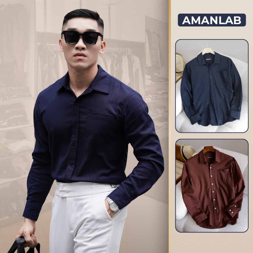 Áo sơ mi nam dài tay chất vải linen, thoáng mát. form regular fit thoải mái Varen Linen AMANLAB