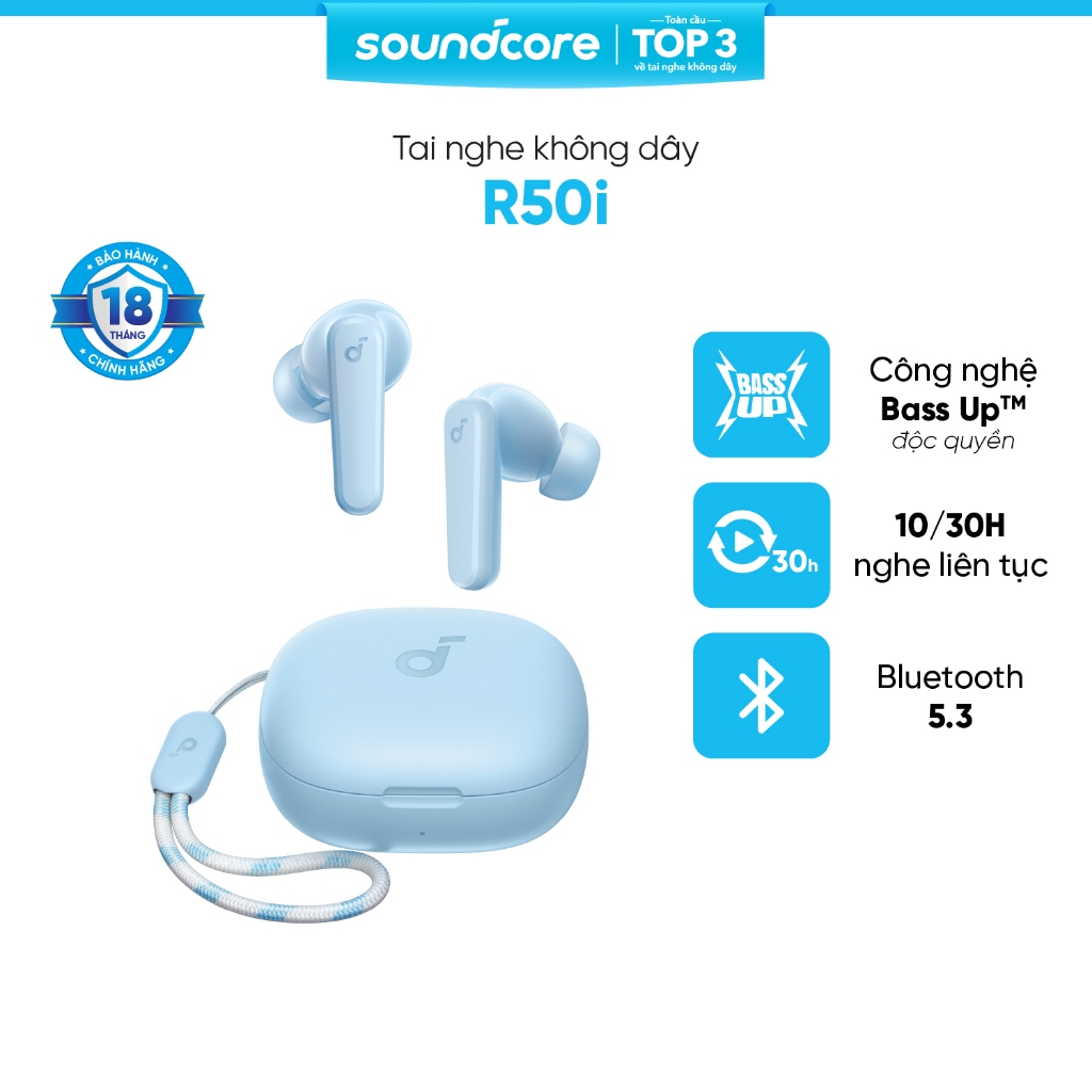 Tai nghe bluetooth soundcore R50i (P20i) siêu nhỏ gọn | 30 giờ phát nhạc | Chống nước IPX5 | Tích hợp phiên dịch | BigBuy360 - bigbuy360.vn