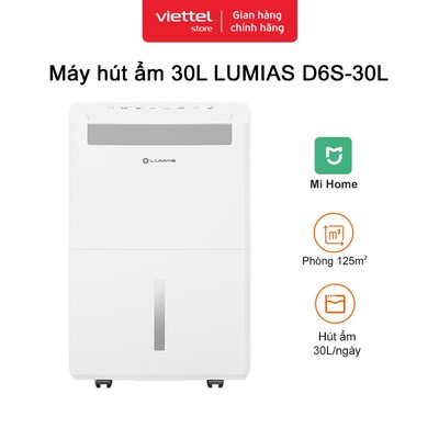 Máy Hút Ẩm Lumias D6S - 30L Chính hãng | 30L/ngày | Điều khiển MiHome | Lọc Ion Bạc | Phòng 125m²