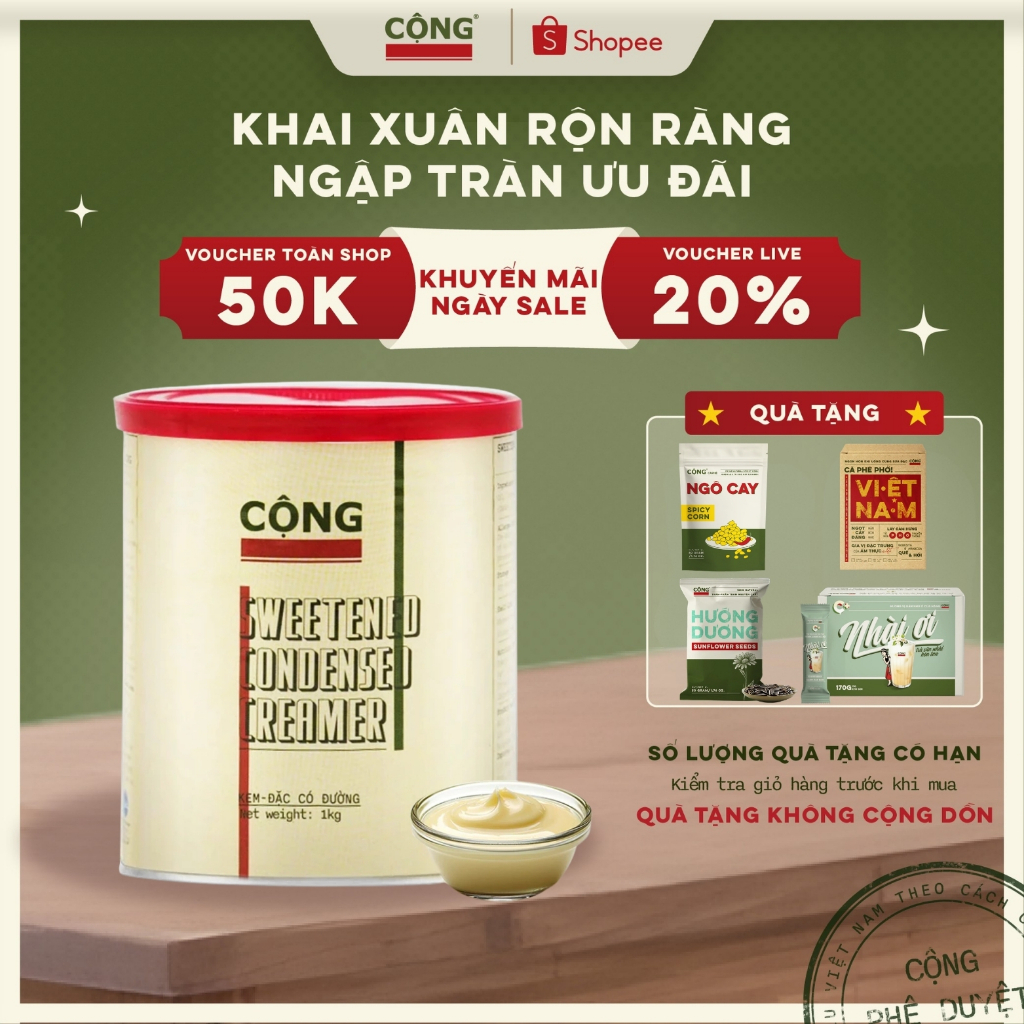 Sữa đặc, Kem đặc có đường Cộng Cà Phê lon 1kg