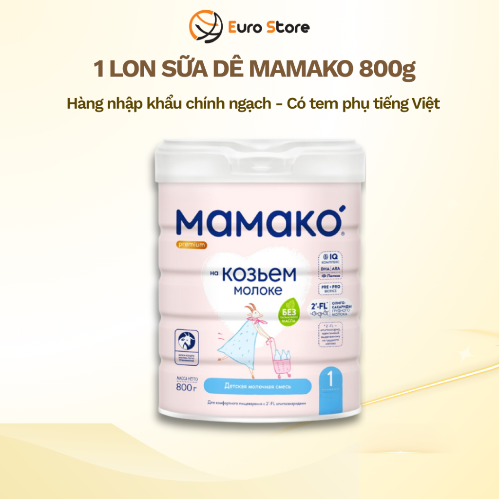 Sữa Dê Công Thức MAMAKO Premium Nga Euro Store Số 1 - 800g tăng cường miễn dịch
