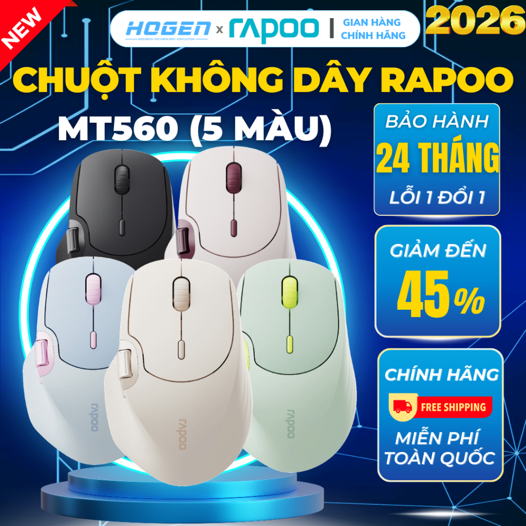 Chuột không đây Rapoo MT560 Dây Đa Chế Độ – Bluetooth & 2.4GHz – Pin Sạc Lithium-Chính Hãng-BH 24TH