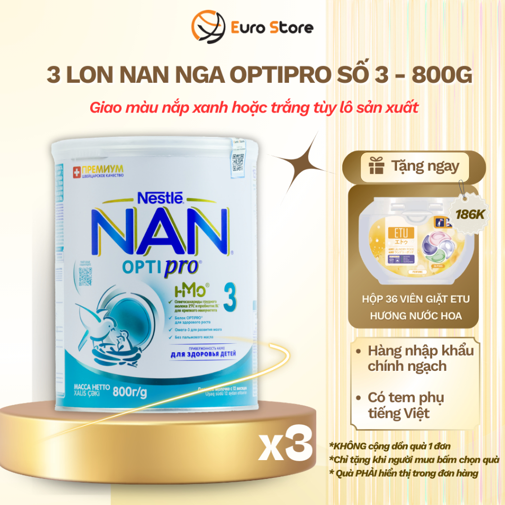 [COMBO 3] Sữa Nan Nga HMO Optipro Số 3 Mamako Bổ Sung Dinh Dưỡng Cho Bé Hộp 800g - Euro Store