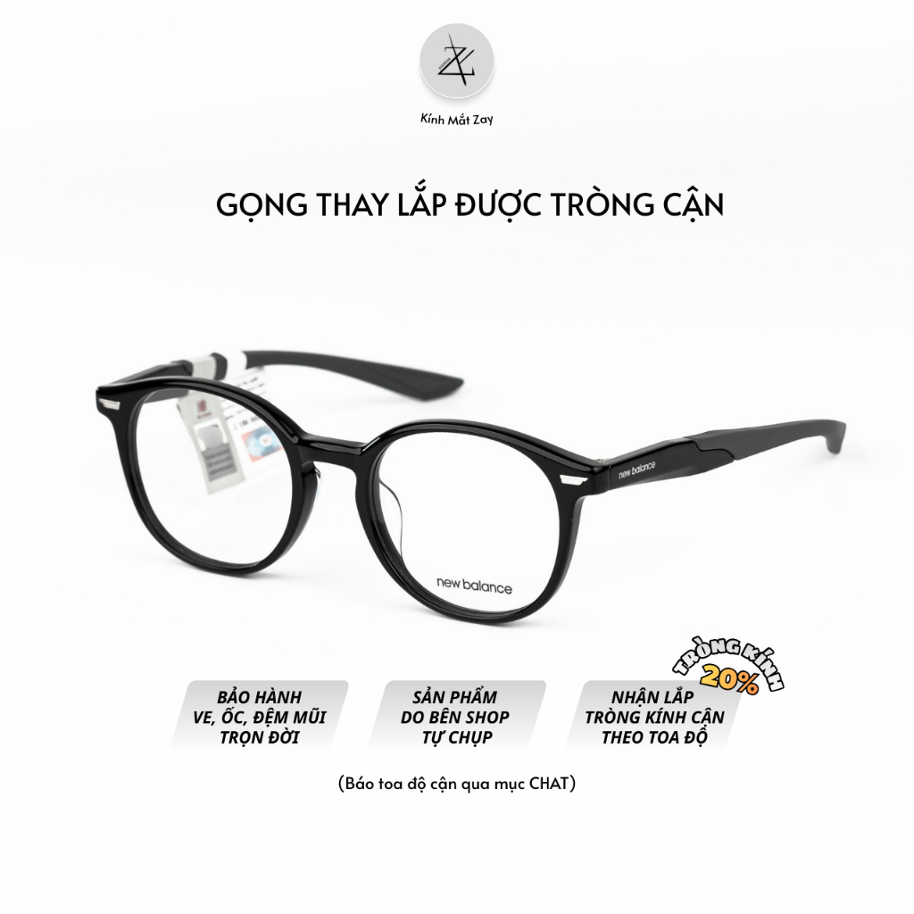 Gọng kính New Balance NBN06253X dáng tròn nhựa acetate chính hãng full box