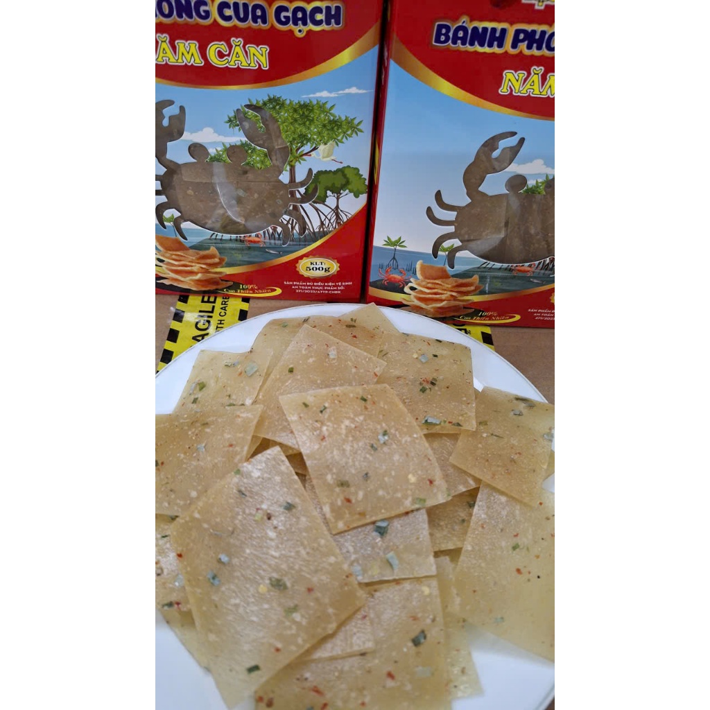 1kg - 2 Hộp kiếng Cua - bánh phồng Cua Thượng hạng - 48% Cua tươi, Bánh phồng Năm Căn Cà Mau, Đặc sả