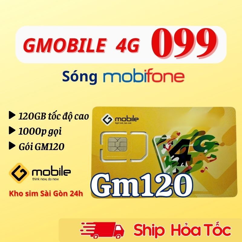 Sim số đẹp Gmobile số đẹp đầu số 099 chọn số đẹp sẵn gói GM120 với 120GB mỗi tháng