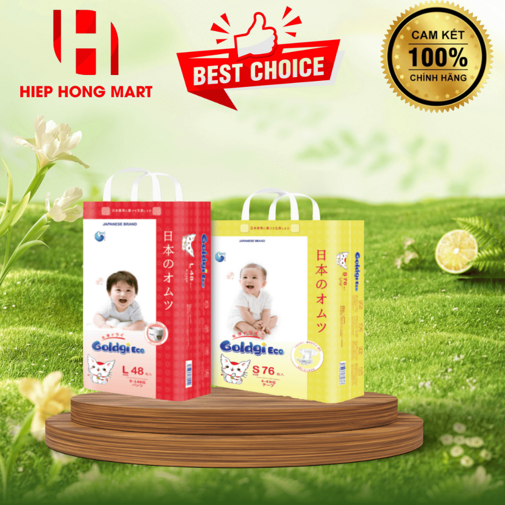 Bỉm Nhật Goldgi Eco tã dán – Size Dán NB86/S76/M66