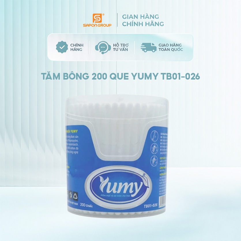 Tăm bông ngoáy tai YUMY 200 Que/Hộp (TB01-026) - Hộp Vát Tiện Lợi, Tiết Kiệm Dành Cho Người Lớn