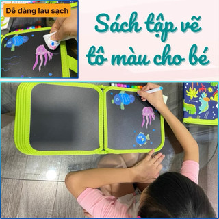 Sổ vẽ tự xoá phát sáng cho bé kèm bút và giấy lau, an toàn, không độc hại