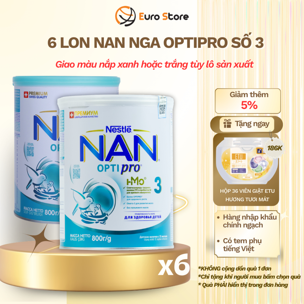 [COMBO 6 HỘP] Sữa Nan Nga HMO Optipro 3 Mamako Bổ Sung Dinh Dưỡng Cho Bé Hộp 800g - Euro Store