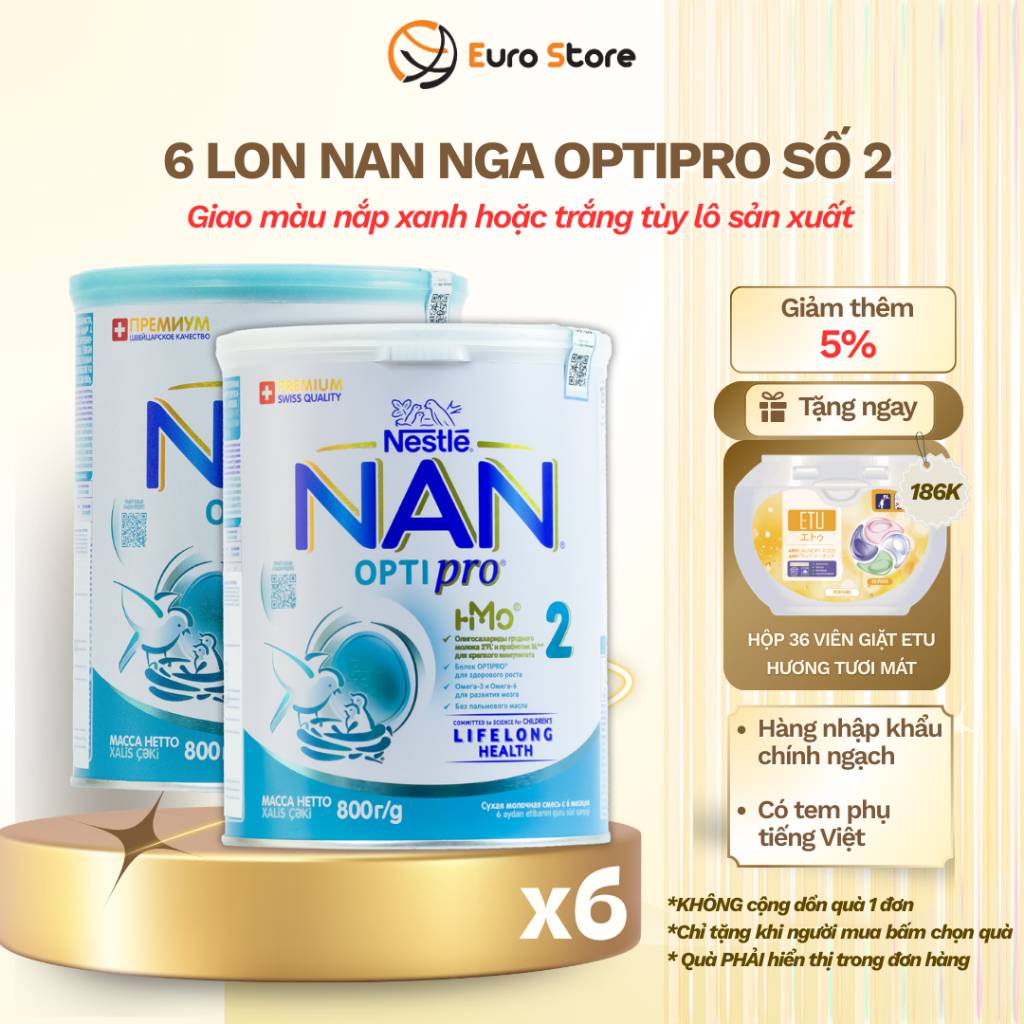 [COMBO 6 HỘP] Sữa Nan Nga HMO Optipro Số 2 Mamako Bổ Sung Dinh Dưỡng Cho Bé Hộp 800g - Euro Store