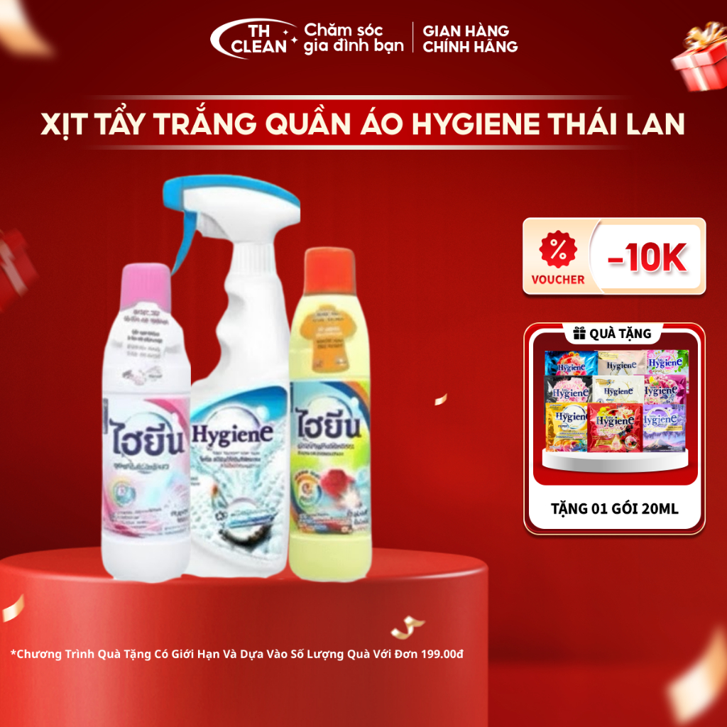 Xịt Tẩy Trắng Quần Áo Hygiene Thái Lan Loại Bỏ Vết Bẩn Cứng Đầu TH Clean