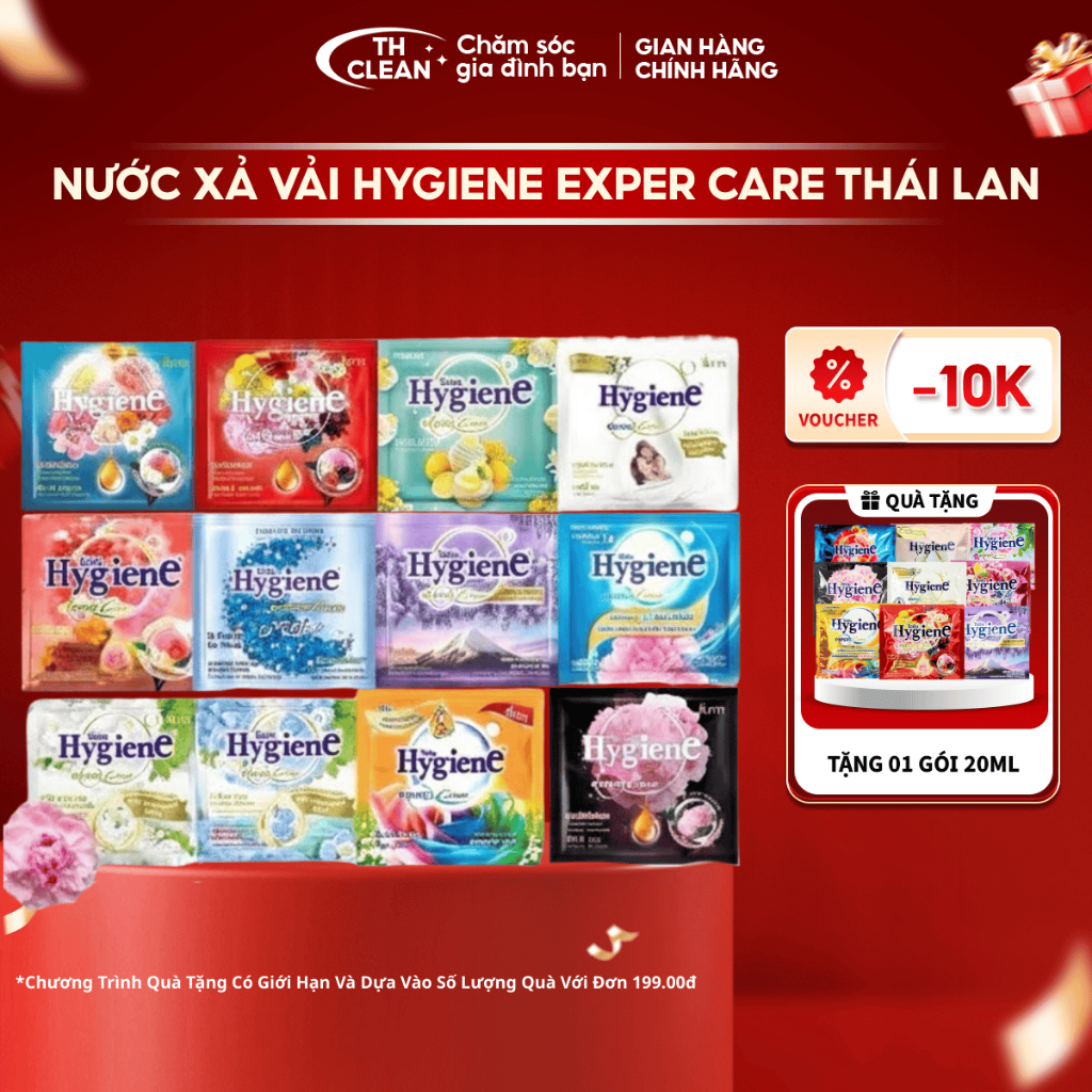 Nước Xả Hygiene Thái Lan Giặt Xả Vải, Quần Áo Siêu Đậm Đặc Mềm Vải 1 gói 20ml Chính Hãng TH Clean