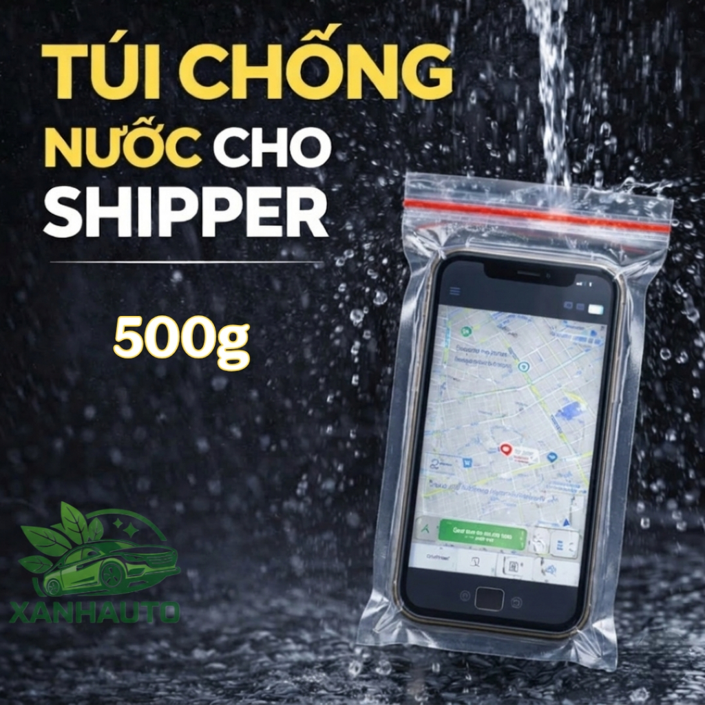 Túi Zip Chỉ Đỏ Loại Trong Chống Nước Dùng Đựng Điện Thoại, Ốp Lưng Cho Shipper đi Mưa Size 9x19, 9,5