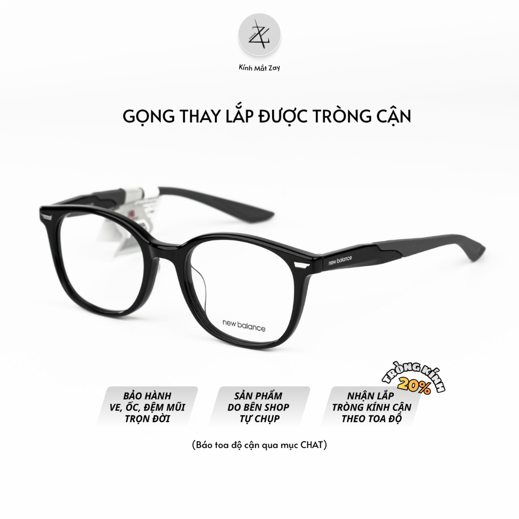 Gọng kính New Balance NBN06252X dáng tròn nhựa acetate chính hãng full box