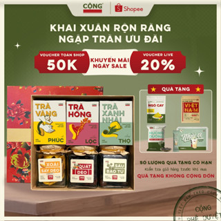 Hộp quà tết 2026 Cộng Cà Phê, Quà biếu tặng ý nghĩa kèm túi đựng và hộp màu ngẫu nhiên