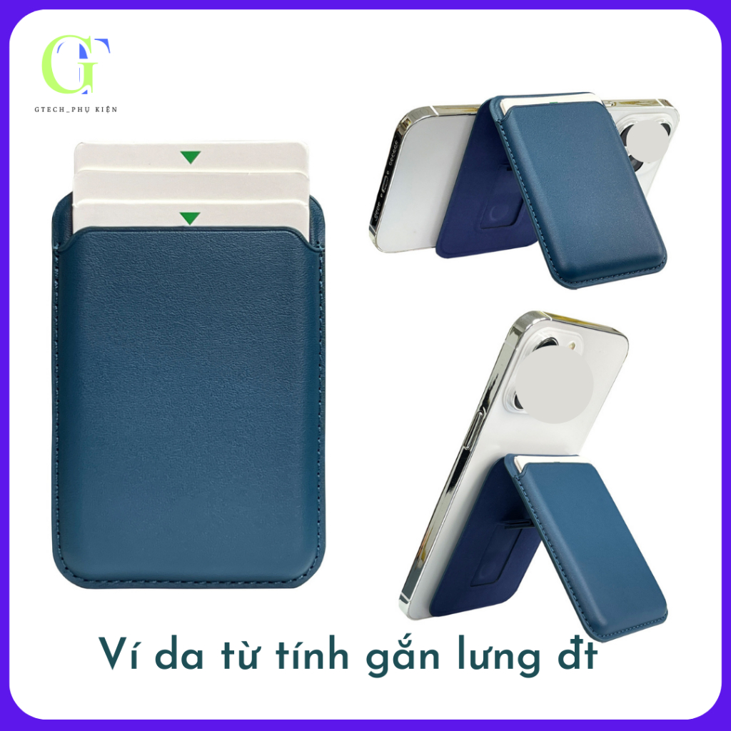 Ví Da Từ Tính Gắn Lưng Điện Thoại – Ví Đựng Thẻ Kiêm Giá Đỡ, Tương Thích MagSafe_GTech