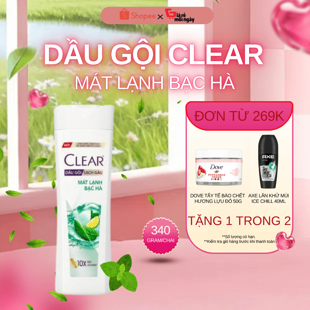 Dầu gội Clear Mát Lạnh Bạc Hà 340G