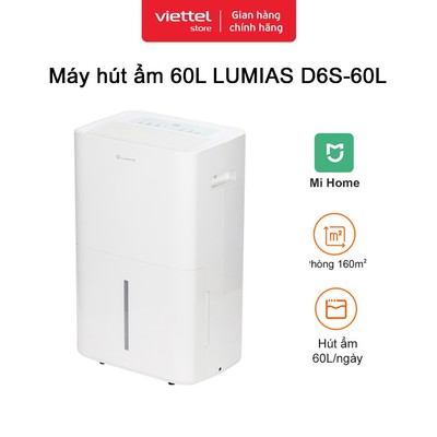 Máy Hút Ẩm Lumias D6S - 60L Chính hãng | 60L/ngày | Điều khiển MiHome | Lọc Ion Bạc | Phòng 160m²