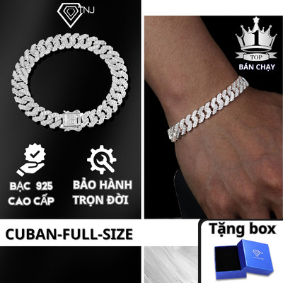 Lắc tay cuban bạc bản nhỏ 9mm đính đá sang trọng LTA0171 - Trang Sức TNJ