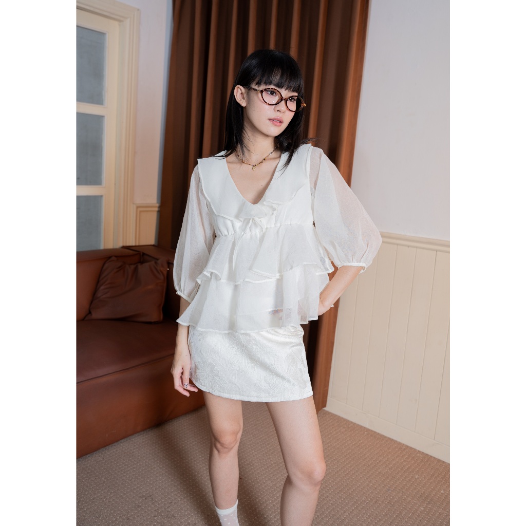 Áo kiểu nữ LENCLOTHING A841510 - Áo babydoll bèo tầng