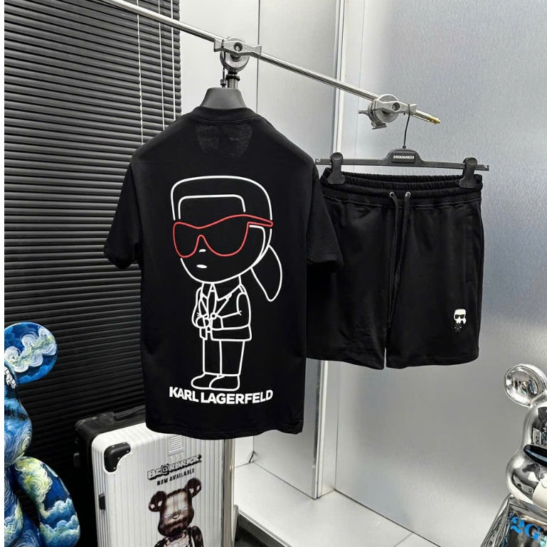 Bộ Thun Cộc Hè FEN>DI mini Kính In Lưng bản to Chất Cotton Co giãn Thoáng mát Mặc đi Chơi Đi Làm Lux