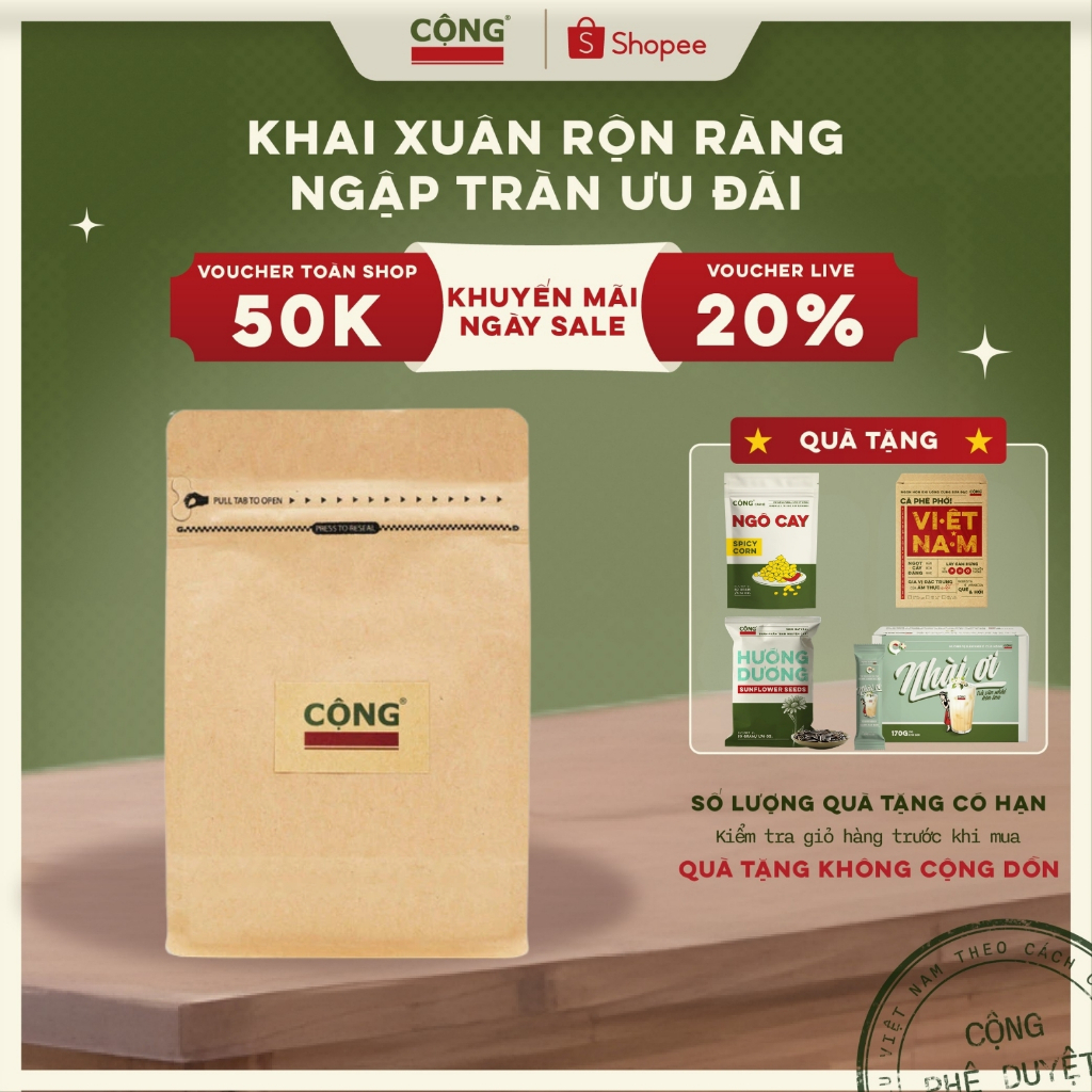 Cà phê bột 250gr pha phin 100% Robusta Cộng Cà Phê