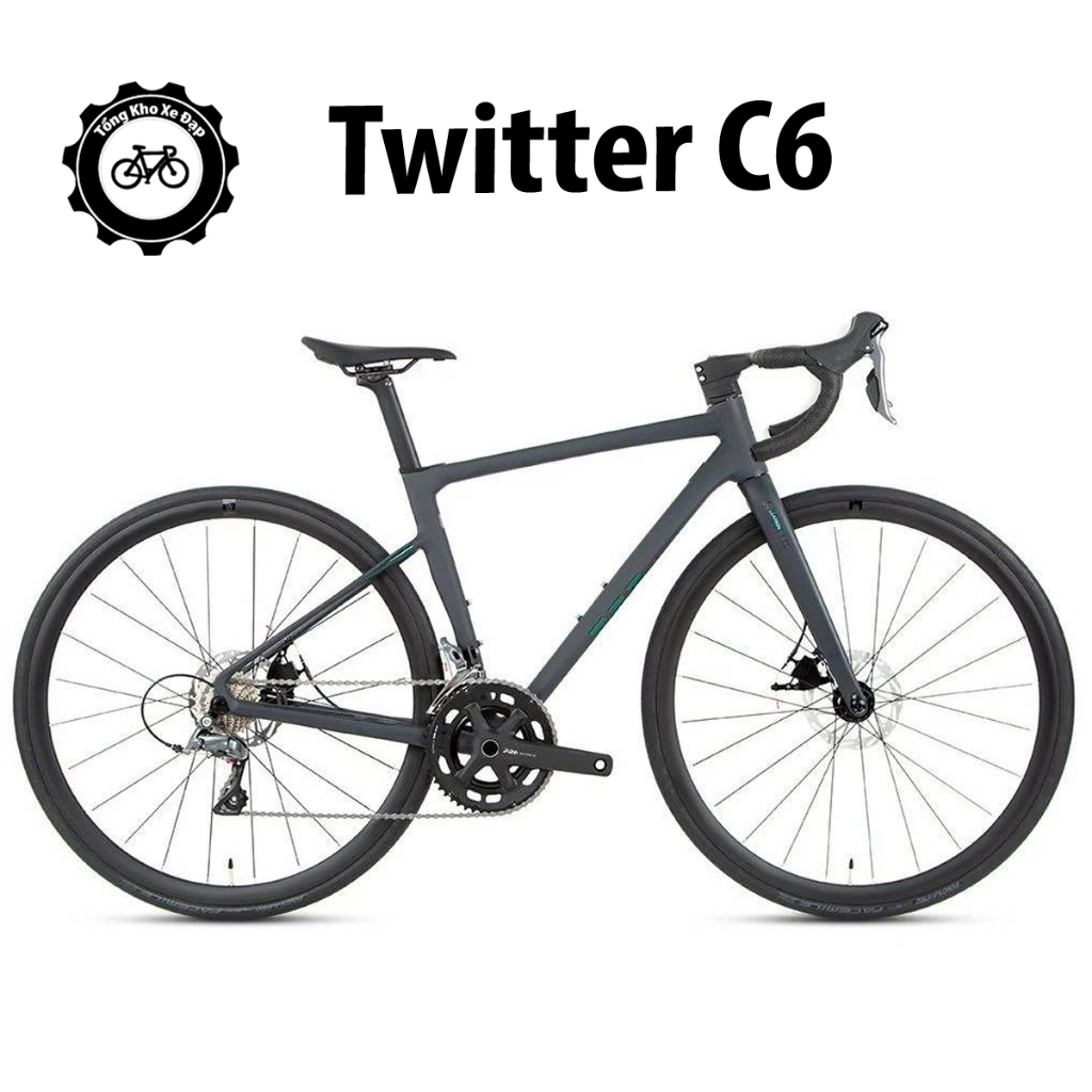 Xe Đạp Đua TWITTER C6 • Khung nhôm 7005, càng carbon, group Shimano Claris, trục rỗng #twitter #c6