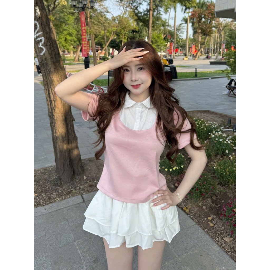 Áo thun nữ cổ sơ mi Hàn Quốc form ôm tôn dáng áo nữ basic dễ phối đồ hot trend AOT114 | BigBuy360 - bigbuy360.vn