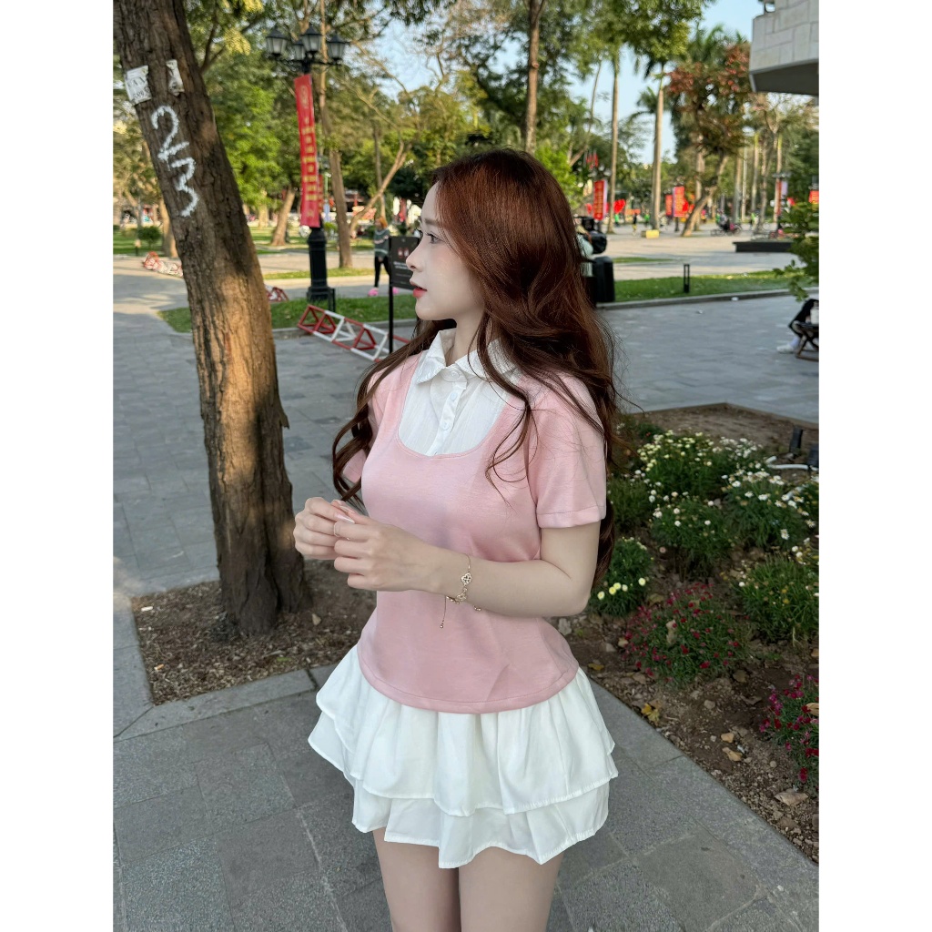 Áo thun nữ cổ sơ mi Hàn Quốc form ôm tôn dáng áo nữ basic dễ phối đồ hot trend AOT114 | BigBuy360 - bigbuy360.vn