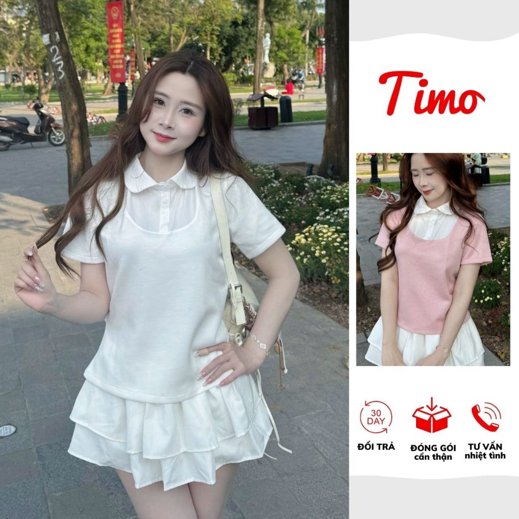 Áo thun nữ cổ sơ mi Hàn Quốc form ôm tôn dáng áo nữ basic dễ phối đồ hot trend AOT114 | BigBuy360 - bigbuy360.vn