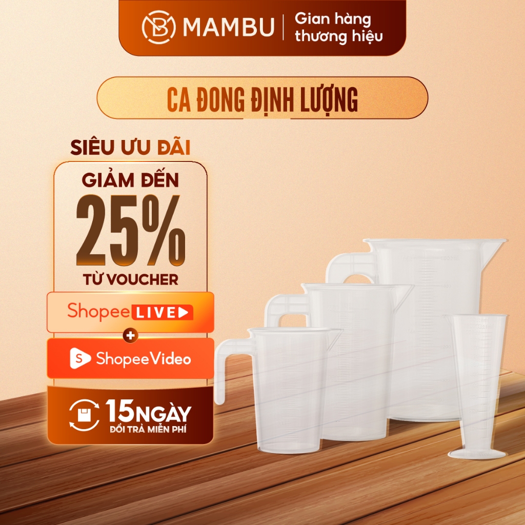 [Sỉ] Ly đong định lượng 500ml 250ml 100ml - Có chia Vạch - Ca đong nhựa  - Thiết bị máy móc pha chế