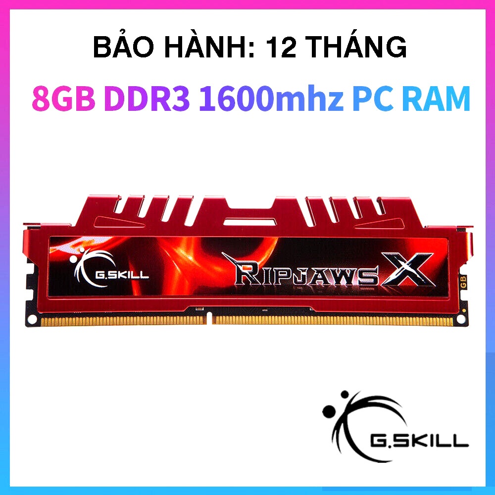 RAM DDR3 GSkill 8GB Bus 1600 F3-12800CL8XL – RAM PC DDR3 8GB 1600MHz Hiệu Năng Cao. Bảo hành: 12 Thá