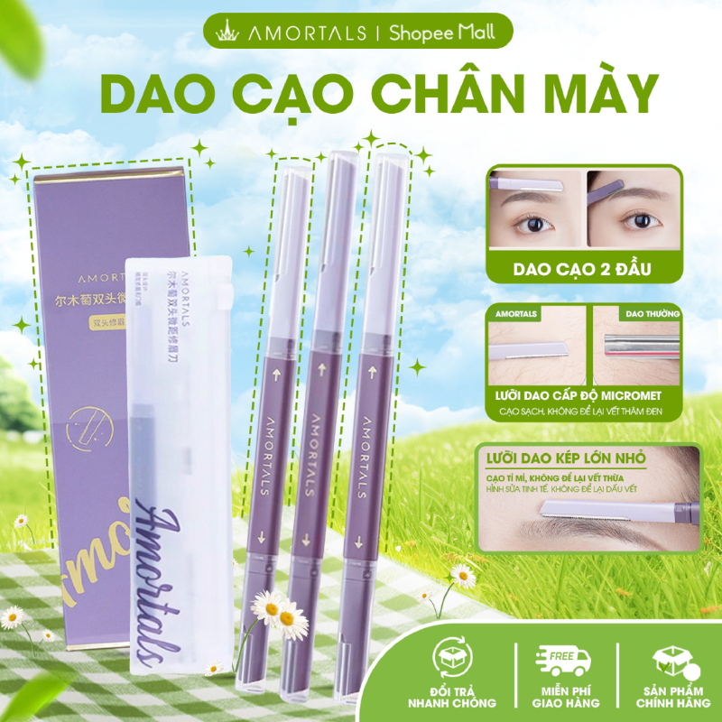《Amortals Combo》Bộ 3 dao cạo lông mày AMORTALS hai đầu tiện dụng, dao tỉa lông mày cạo râu tiện lợi