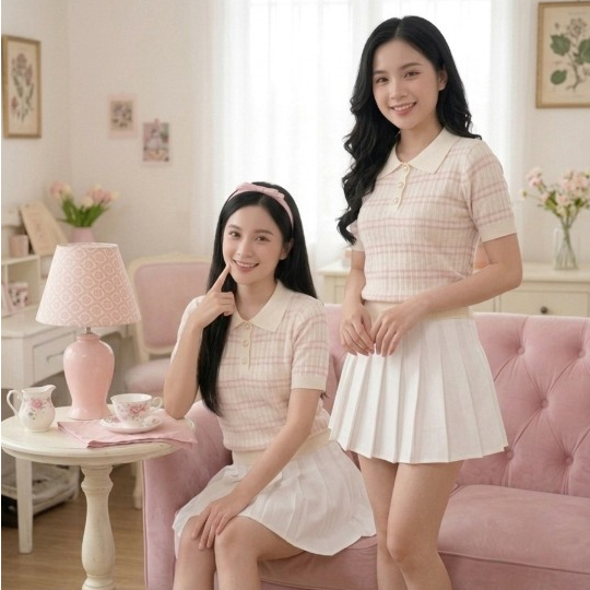 Áo Len Nữ STRIPE POLO STYLE LN02– Dệt Kim Kẻ Ngang Trẻ Trung