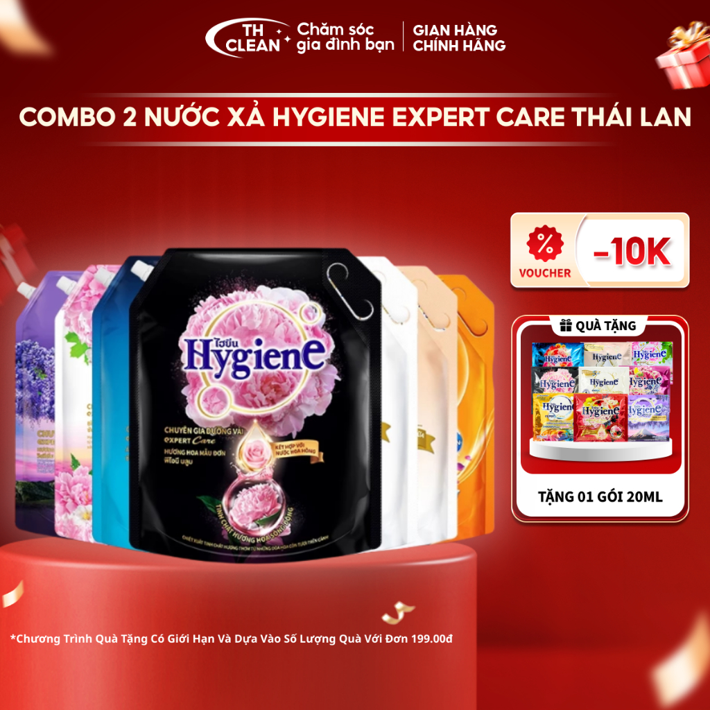 [Combo 2] Túi Nước Xả Vải Hygiene 1100ml 2000ml Thái Lan Thơm Lâu Mềm Vải Chính Hãng - TH Clean
