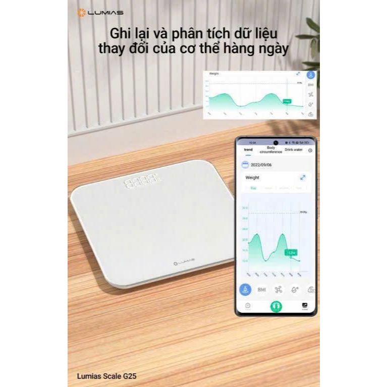 Cân điện tử Lumias G25 180kg – Mặt kính cường lực, đo chính xác