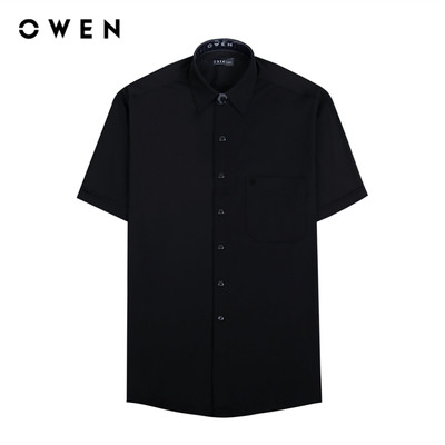 Owen - Áo sơ mi ngắn tay Body Fit AB261094NT màu Đen chất liệu Poly Rayon