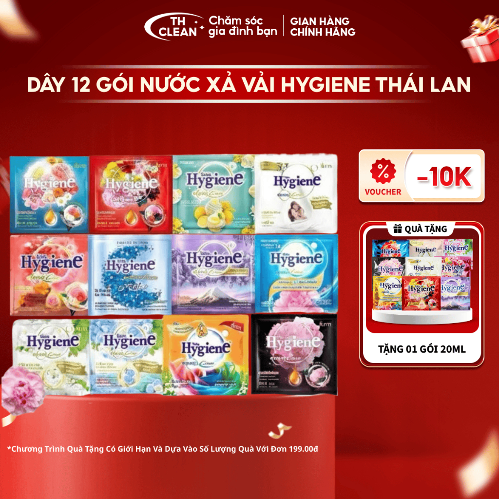 Nước Xả Vải Hygiene Thái Lan Đậm Đặc  Dây 12 Gói