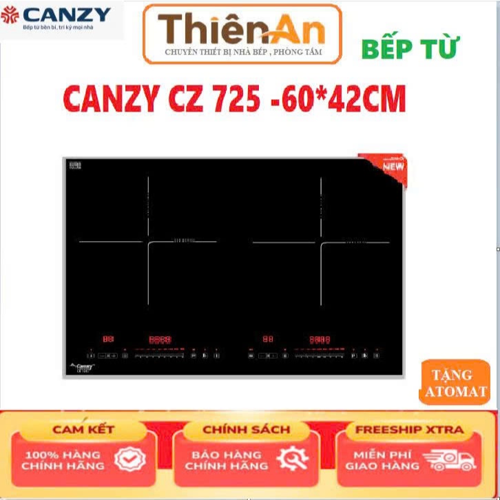 Bếp từ đôi kích thước nhỏ CANZY CZ 725  | Bếp điện từ đôi kích thước 60cm | bếp từ canzy Biến tần in