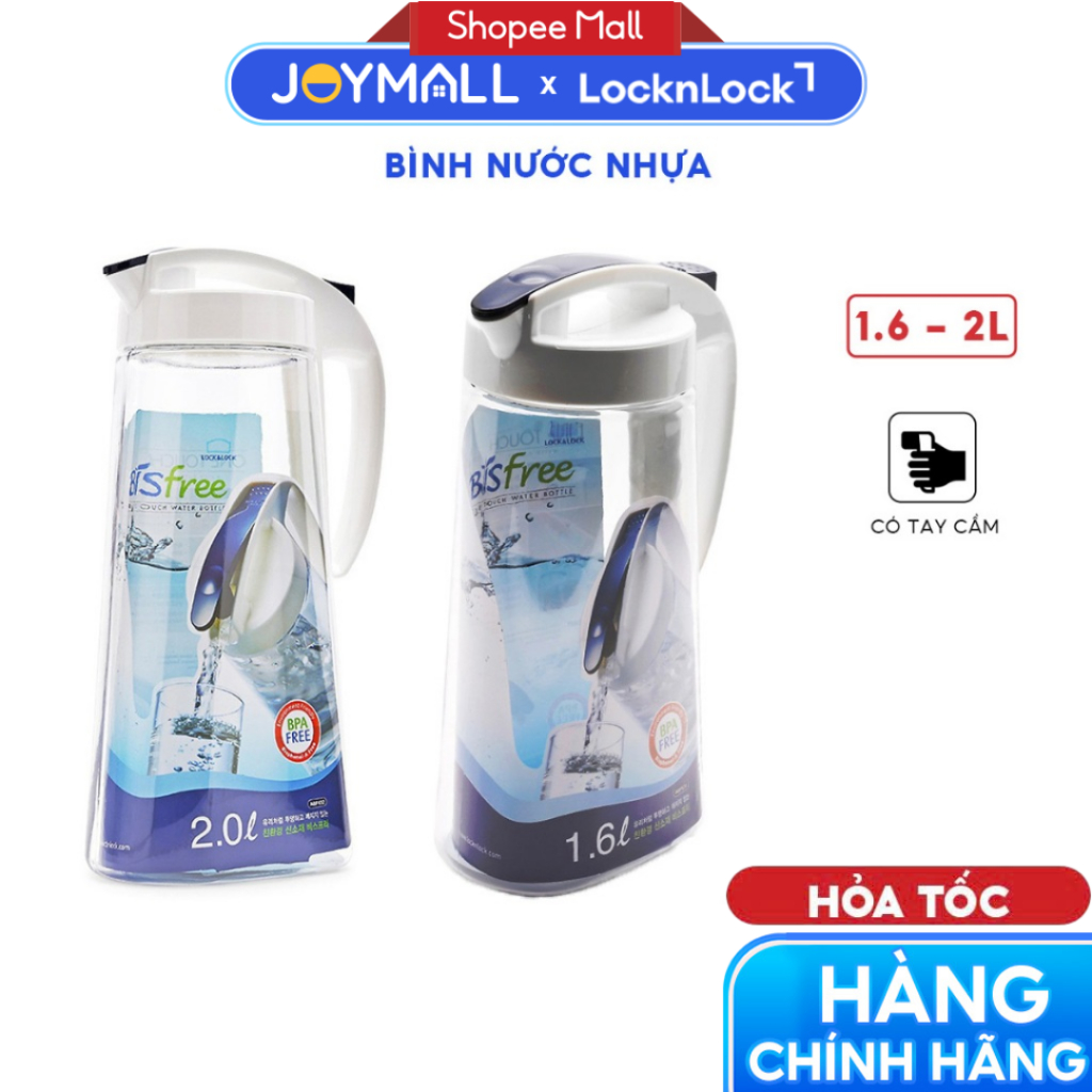 Bình Nước Nhựa LocknLock ABF631 1.6L ABF632 2L, Hàng Chính Hãng, Nhựa Tritan, Đóng Mở Dễ Dàng - JoyM