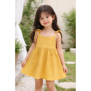 Váy đũi 2 dây thắt nơ bé gái