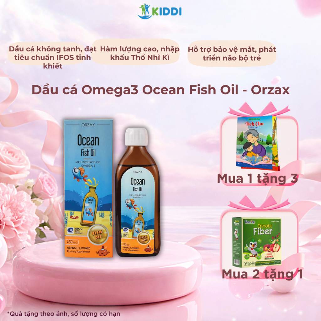 TPBVSK Ocean Fish Oil -ORANGE FLAVORED ORZAX Dầu Cá Cho Bé Omega 3 DHA EPA  Phát Triển Não Bộ- Mẹ bé