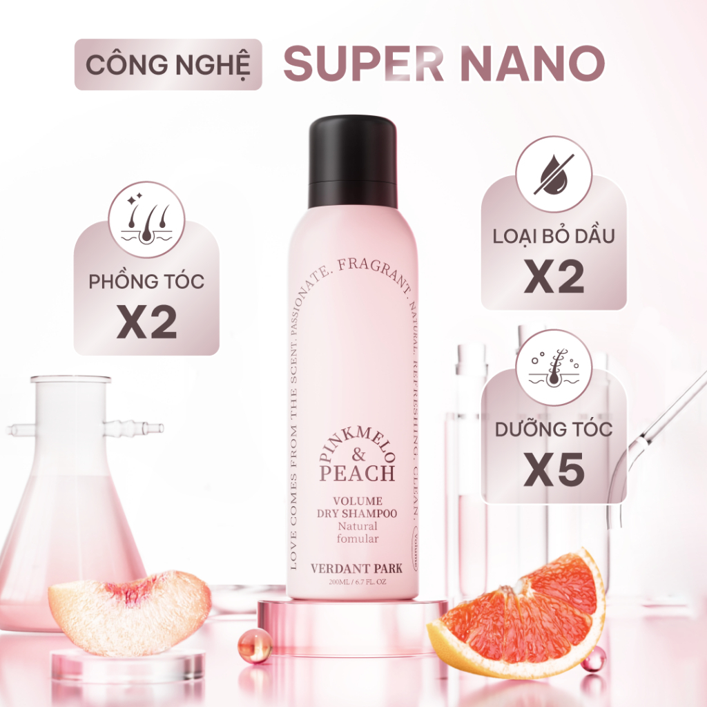 Xịt khô phồng tóc VERDANT PARK 200ml dầu gội khô kiềm dầu Pinkmelo Peach Verdantpark VDPK01 | BigBuy360 - bigbuy360.vn