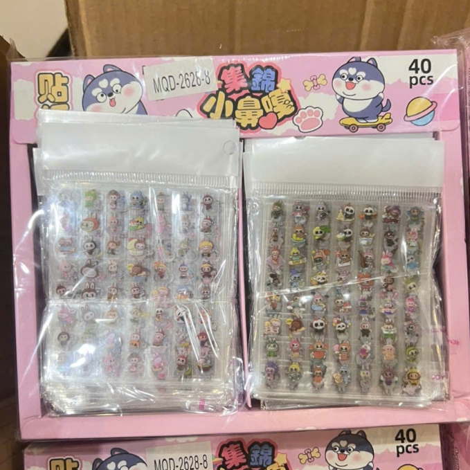 Khay 40 túi sticker hình dán móng tay labubu cho bé Sticker