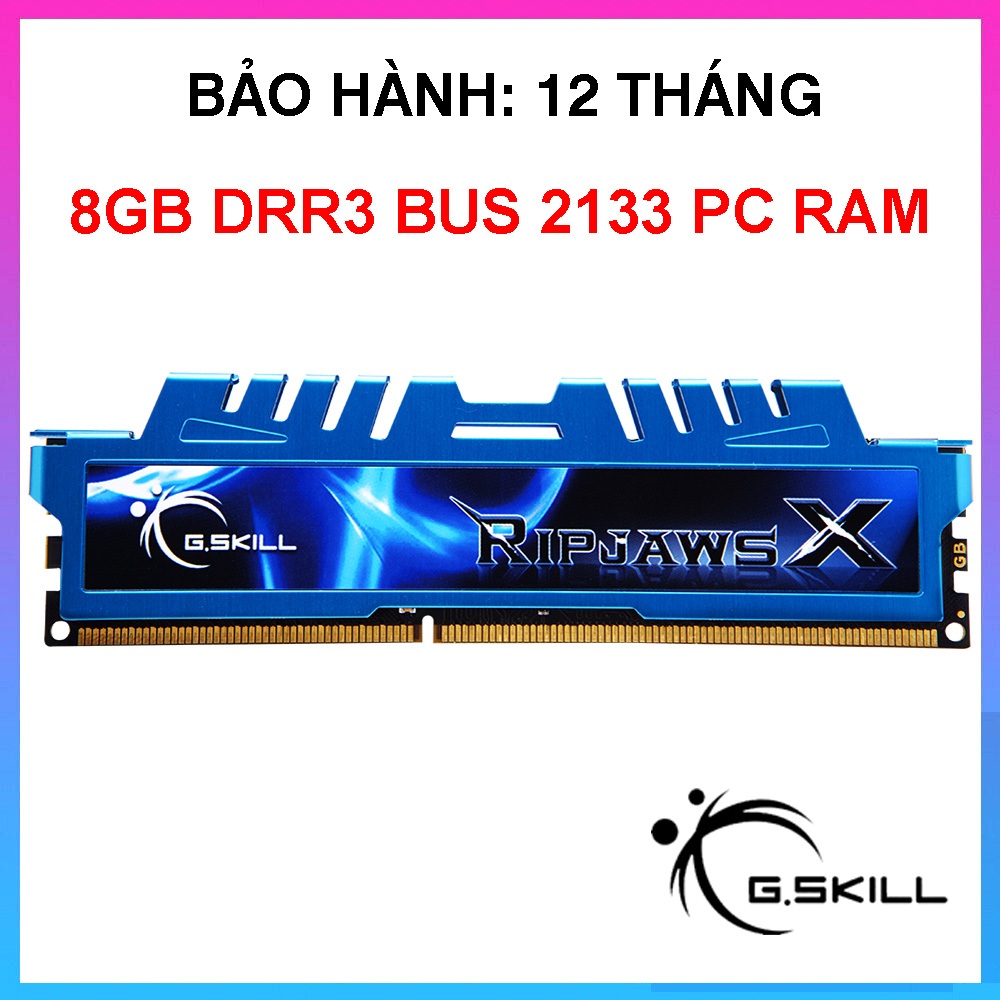 RAM DDR3 G.SKILL Ripjaws X 8GB Bus 2133 F3-2133C10D – RAM PC Gaming DDR3 2133MHz Tản Nhiệt Nhôm. Bảo
