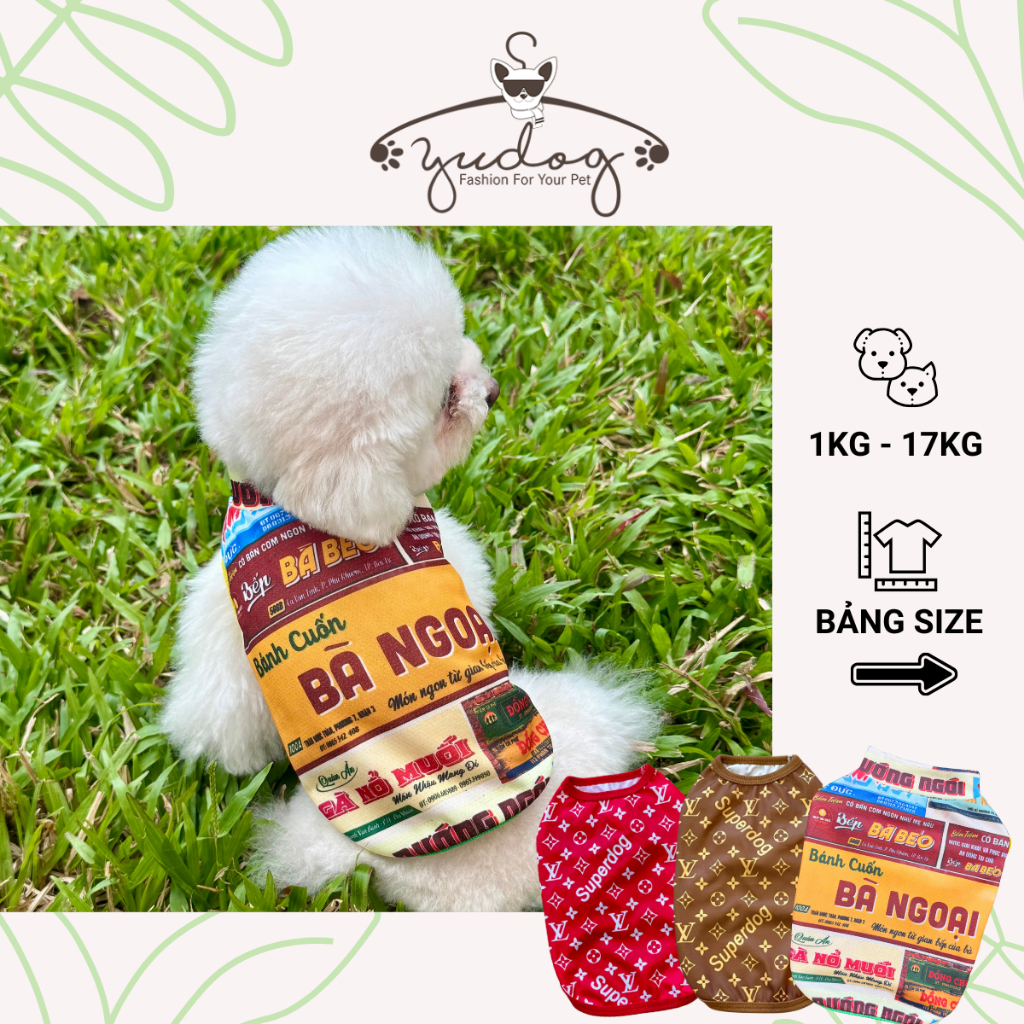 Áo thun mát it bám lông - Áo Thun Cho Chó Mèo Họa Tiết Bảng Hiệu Vintage Độc Đáo Yudog Petshop (1kg 
