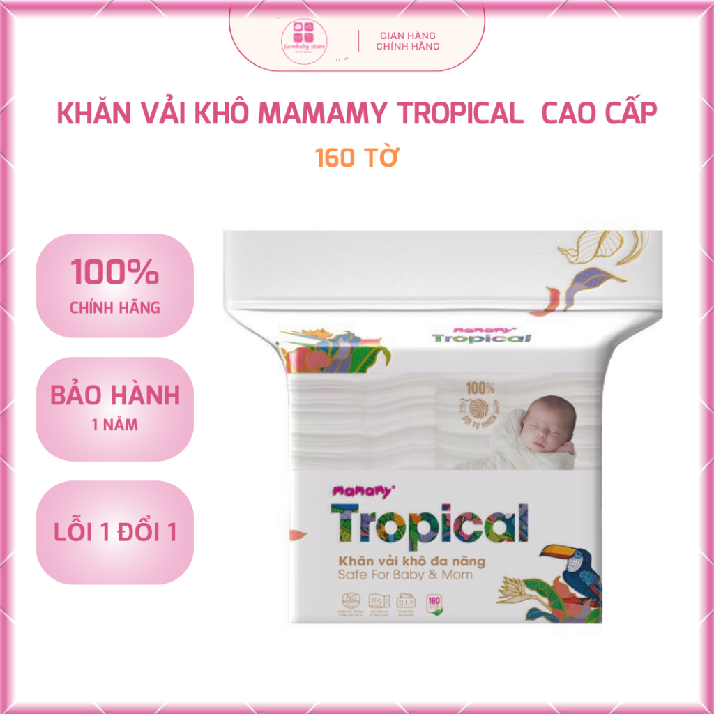 Khăn vải khô Mamamy Tropical 160 tờ cao cấp