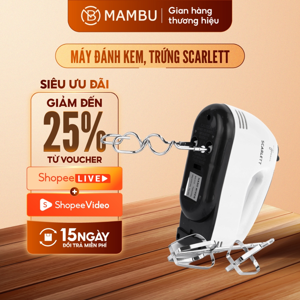 Máy đánh trứng cầm tay Scarlett 260W 7 cấp độ đa năng