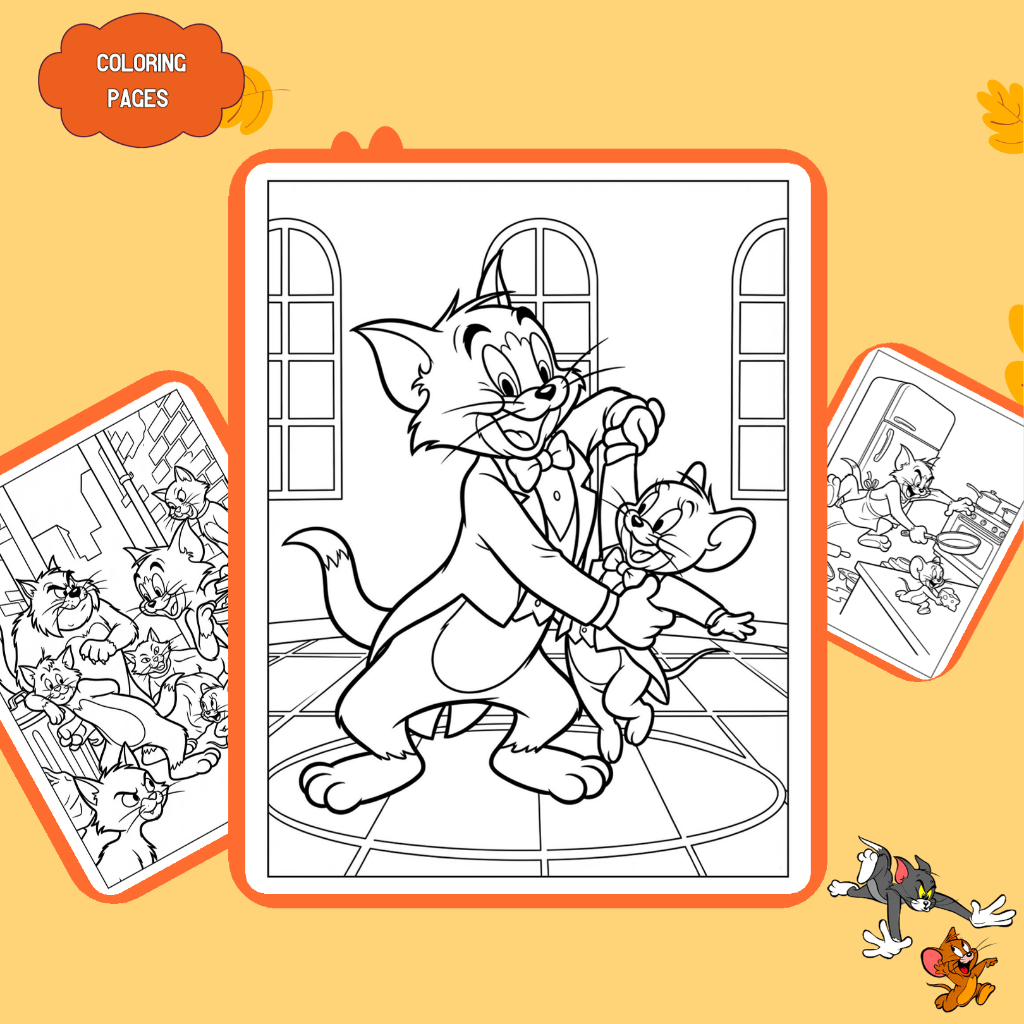 Bộ 50/25/10 tờ tranh tô màu, tranh tập tô cho bé, hình phim Tom and Jerry, giấy A4, A5 thường 70gsm 